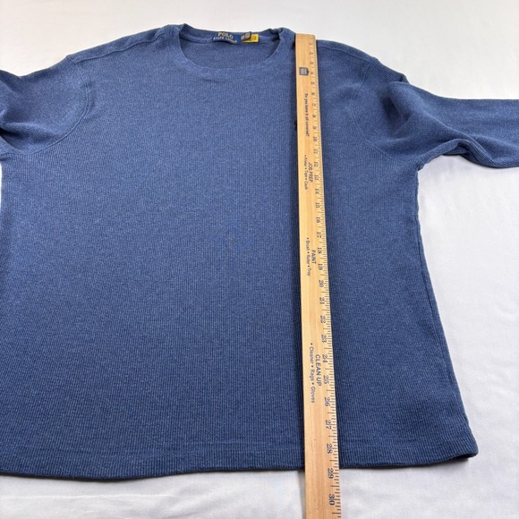 Polo Ralph Lauren Sweatshirt Mens 2XB Big Blue Waffle Knit Lightweight Stretch‎ - Picture 6 of 10